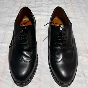 Bruno Magli Mens Wing Tip Oxford Shoes Size 8 1/2D Black Leather Made In Italy
